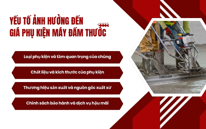 Yếu tố ảnh hưởng đến giá phụ kiện máy đầm thước