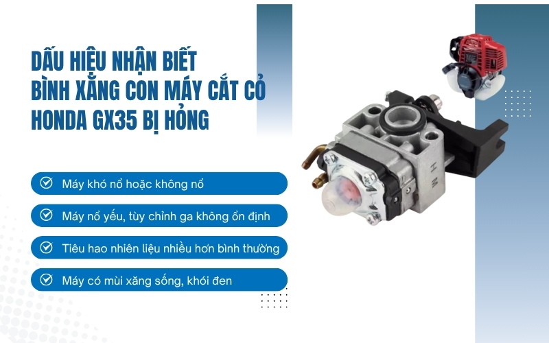 Dấu hiệu nhận biết bình xăng con máy cắt cỏ Honda GX35 bị hỏng