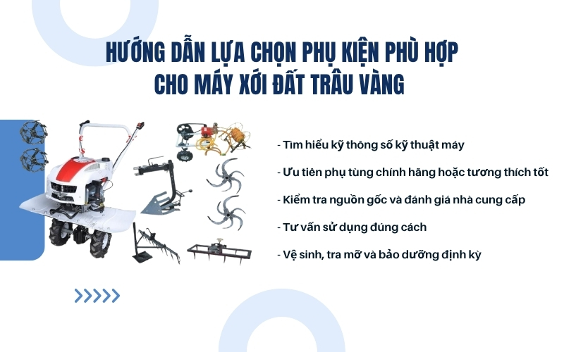 Hướng dẫn lựa chọn phụ kiện phù hợp cho máy xới đất Trâu Vàng 