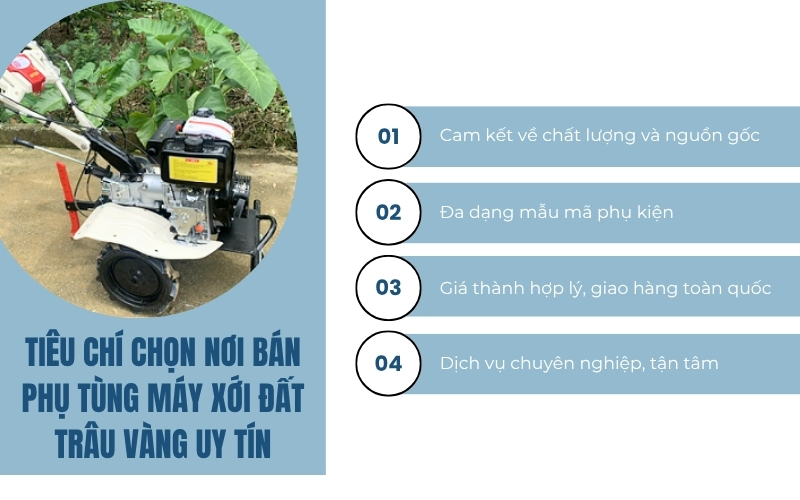 Tiêu chí chọn nơi bán phụ tùng máy xới đất Trâu Vàng uy tín