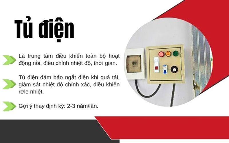 Linh kiện quan trọng của nồi nấu phở inox điện